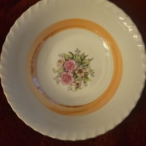 Vintage Westwood Bone China Elegant Lusterware Floral Gold Rim Serving Bowl